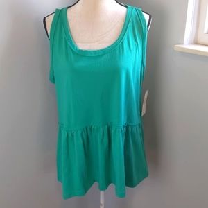 🆕RUFFLED Bottom Green Tank Top / Size 2X